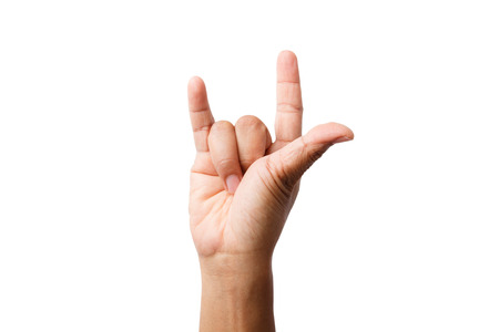 Human finger forming a love isolated on with backgroundの写真素材