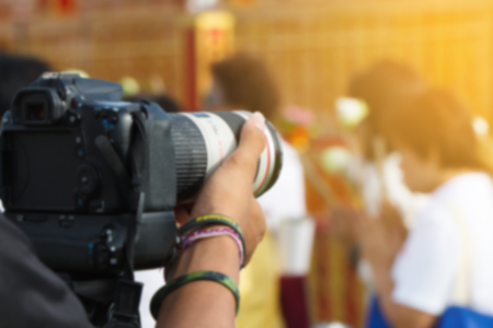 Blur of video recording activity of buddhismの写真素材