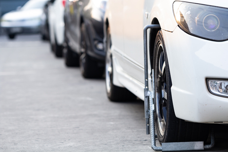 Cars wheel locked, concept of traffic violation rulesの写真素材