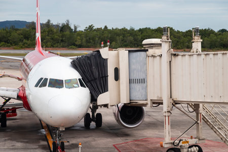 Airplane preparing ready for takeoff in international airport. - Travel around the world.