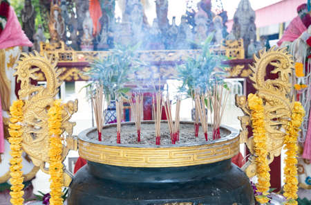 Incense burning Embossed in an incense pot, Concept, Religious beliefs concept.の写真素材