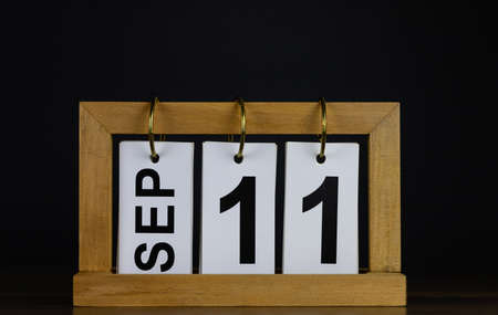 September 11th. Day of month 9-11, calendar date.on black background.の写真素材