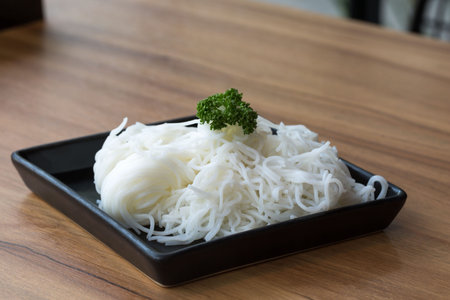 NOODDLE IN FISH CURRY SAUCE,Thai food like nooddleの写真素材