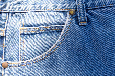 Texture of old blue jean with seam and back pocketの写真素材
