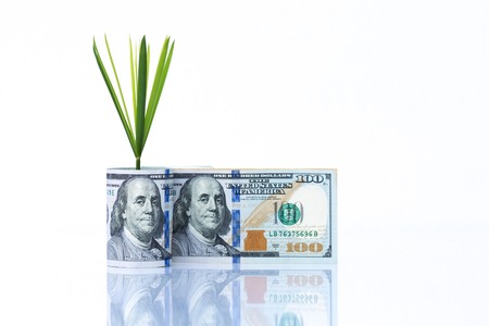 saving new 100 US dollars  edition banknotes (bills) in bank conceptの写真素材