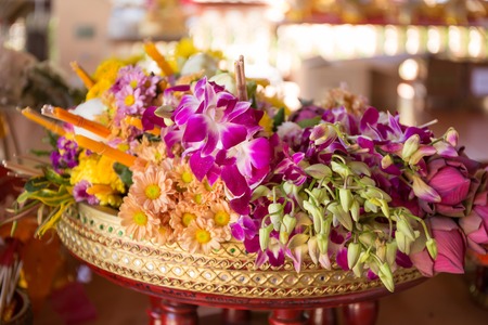 orchid and flower for buddhaの写真素材