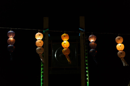 lanterns during Loy Krathong festivalの写真素材