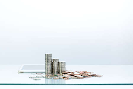 Finance background with market data and thai bath.の写真素材