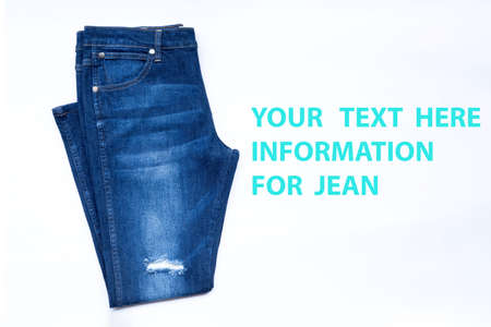 Blue torn denim jeans texture.の写真素材