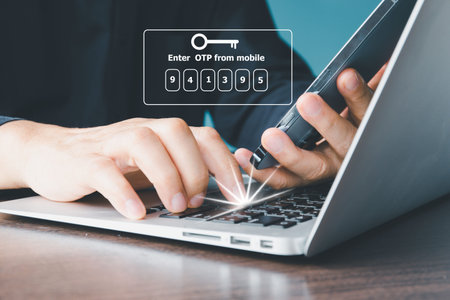 OTP verification code, One Time Password, temporary secure PIN-code from mobile phone SMS, Personal...