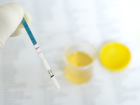 Urine pregnancy test positiveの写真素材