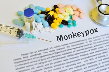 Syringe with drugs for Monkeypox virus treatment, new epidemic disease in 2022