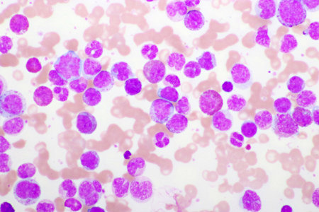 Acute promyelocytic leukemia cells or APL, analyze by microscope, original magnification 1000xの写真素材
