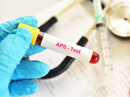 Blood sample tube for antiphospholipid syndrome (APS) test, diagnosis for autoimmune diseaseの写真素材