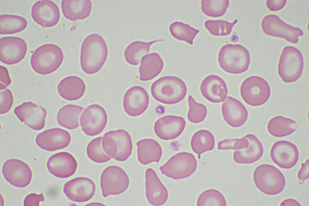 Abnormal red blood cells from thalassemia patientの写真素材