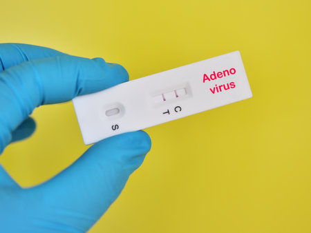 Adenovirus positive test result by using rapid test deviceの写真素材