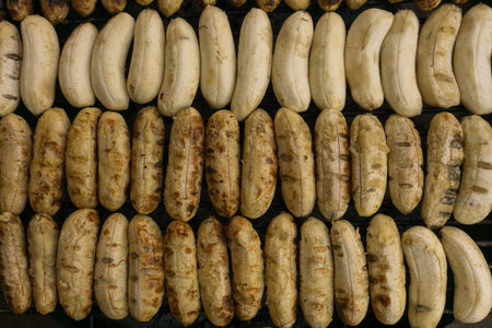 Grilled banana close upの写真素材