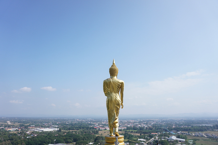 Stand golden buddha statue from Nan Province,Thailandの写真素材