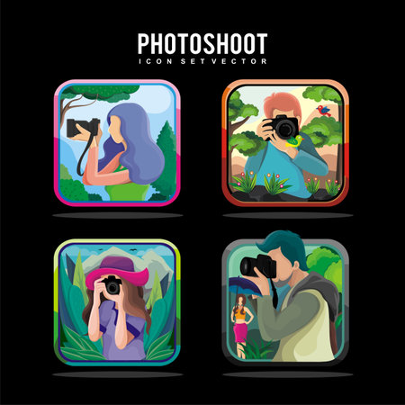Photographer design icon isolated on black backgroundのイラスト素材