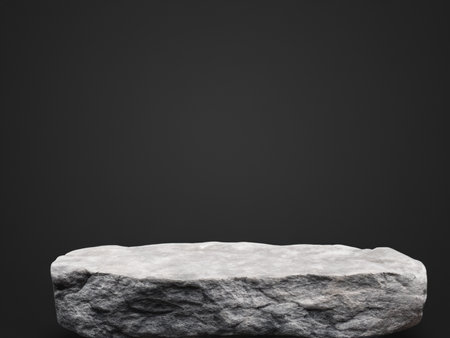 3d rendering of a white marble podium on a black background.の写真素材