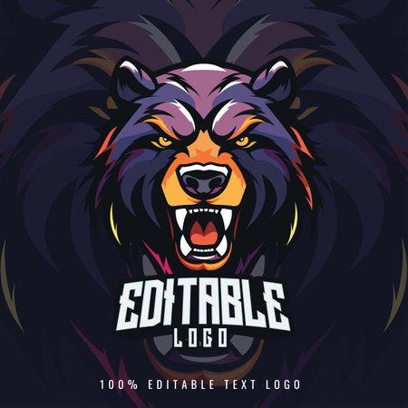 Bear mascot logo design with modern illustration concept style for badge, emblem and t-shirt printing Sport Logo Illustrationのイラスト素材