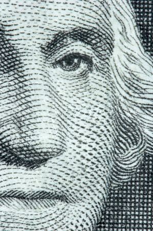 Macro of Washington on the US One Dollar Billの写真素材