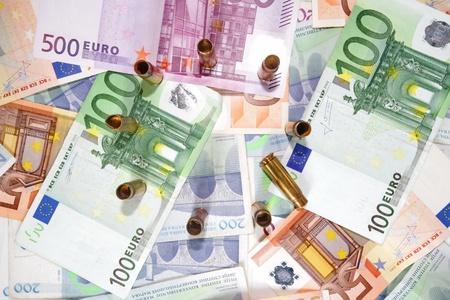 Euro money with bullets signの写真素材