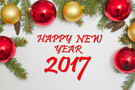 Christmas decoration with text HAPPY NEW YEAR 2017