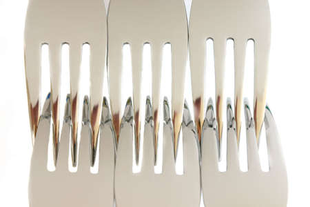 Set of forks on white backgroundの写真素材