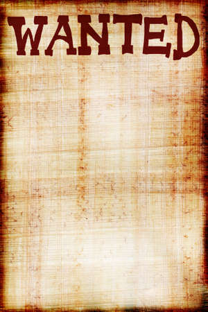 Wanted sign on papyrus backgroundの写真素材