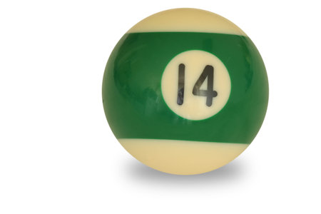 Pool ball number 14 on white