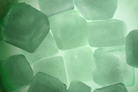 Green ice cubes as backgroundの写真素材