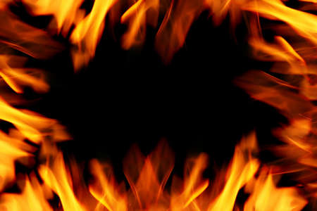 Frame of red and yellow fire flamesの写真素材