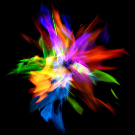 Colorful flames on black backgroundの写真素材
