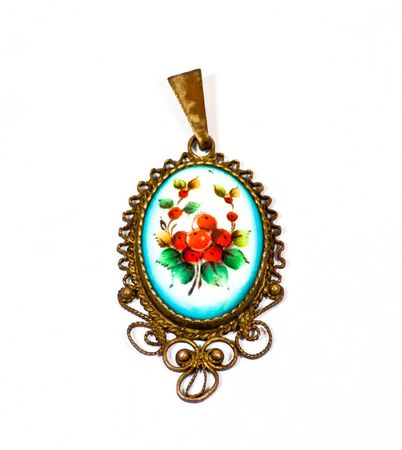 Brooch with painted with the eyeの写真素材