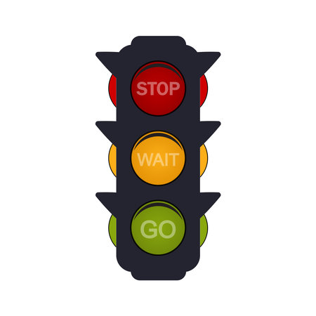 Vector icon of traffic light, traffic controller and pedestrians.のイラスト素材
