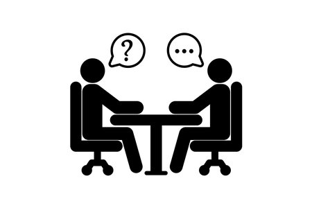 Silhouettes of people, businessmen, office workers sitting at the table, a symbol of the dialogue of colleagues, entrepreneurs full of ideas, innovations, thinking, solutions.のイラスト素材