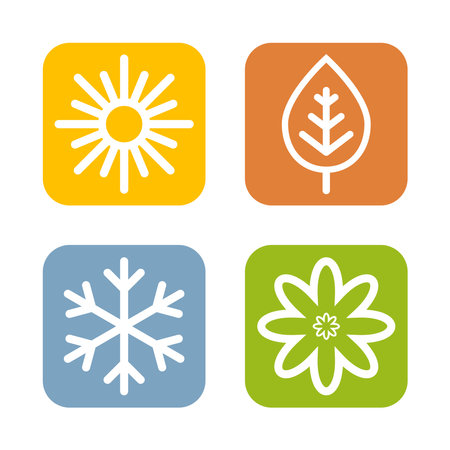 Vector set of seasons icons. Seasons - spring, summer, autumn, winter.のイラスト素材