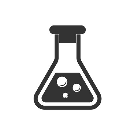 Chemical flask vector icon on a white background. Test tube concept sign, graphic design element.のイラスト素材