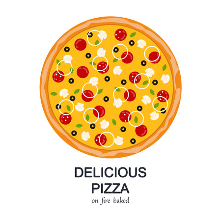 Pizza vector icon isolated on white background. Traditional Italian fast food. European snack.のイラスト素材