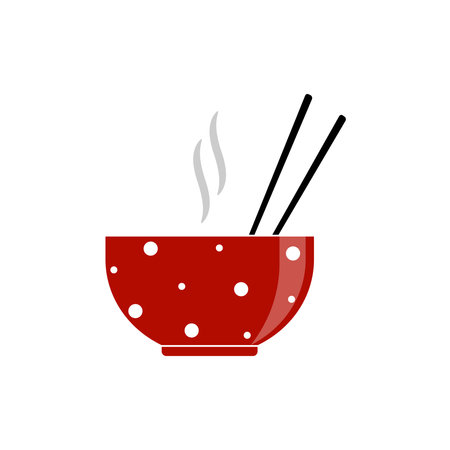 Noodles in bowl icon. flat color design. vector illustration.のイラスト素材