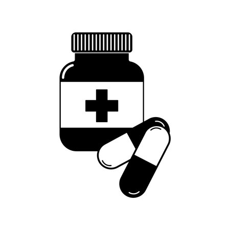 Medicine icon isolated on white background, concept of health, medicine, capsule bottle.のイラスト素材
