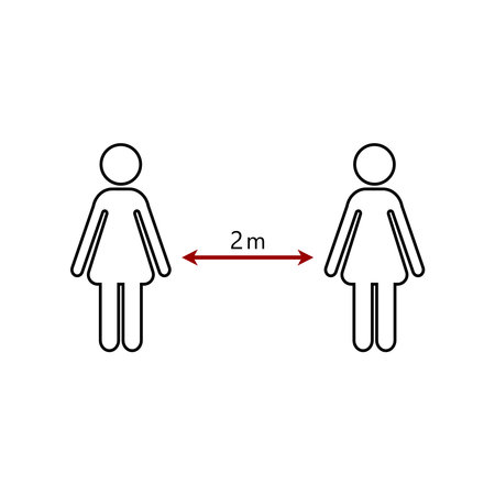 Social distancing between woman and man. Keep your distance. vector illustration.のイラスト素材