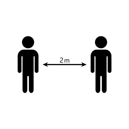 Social distancing between people. Keep distance 2 meters. vector illustrationのイラスト素材