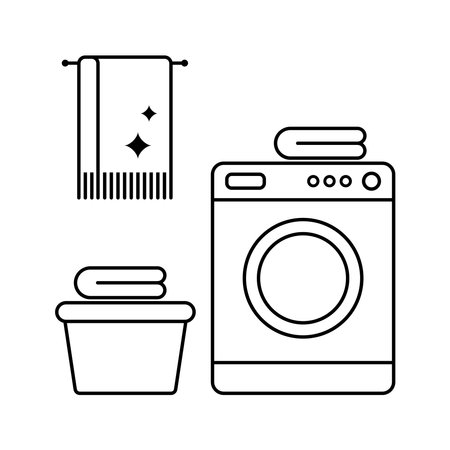 Laundry line icon. Sign of cleanliness, laundry, cleaning, home, hotel amenities, service quality.のイラスト素材