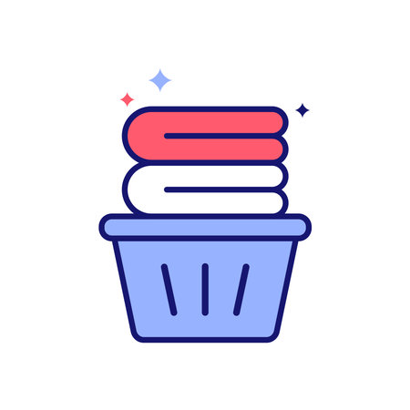 Vector line icon of clean linen, clothes cleaning, laundry symbol.のイラスト素材