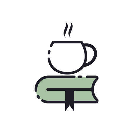 Book and coffee cup, icon design concept for libraries.のイラスト素材