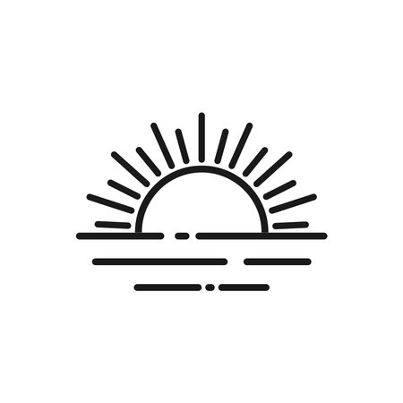 Sunrise vector icon, summer symbol, nautical theme design.のイラスト素材