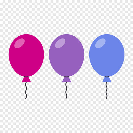 Set of colorful balloons, holiday symbol design.のイラスト素材
