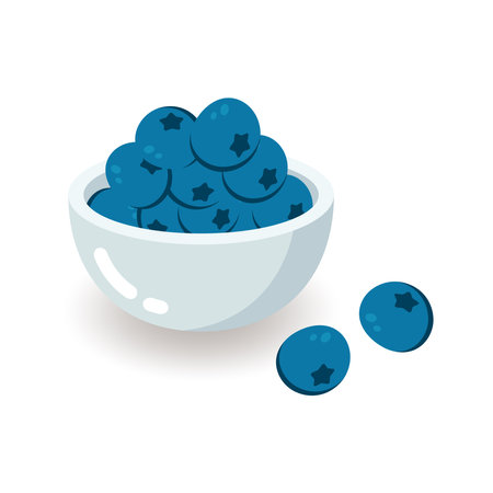 Vector design of bowl with fresh ripe blueberries.のイラスト素材